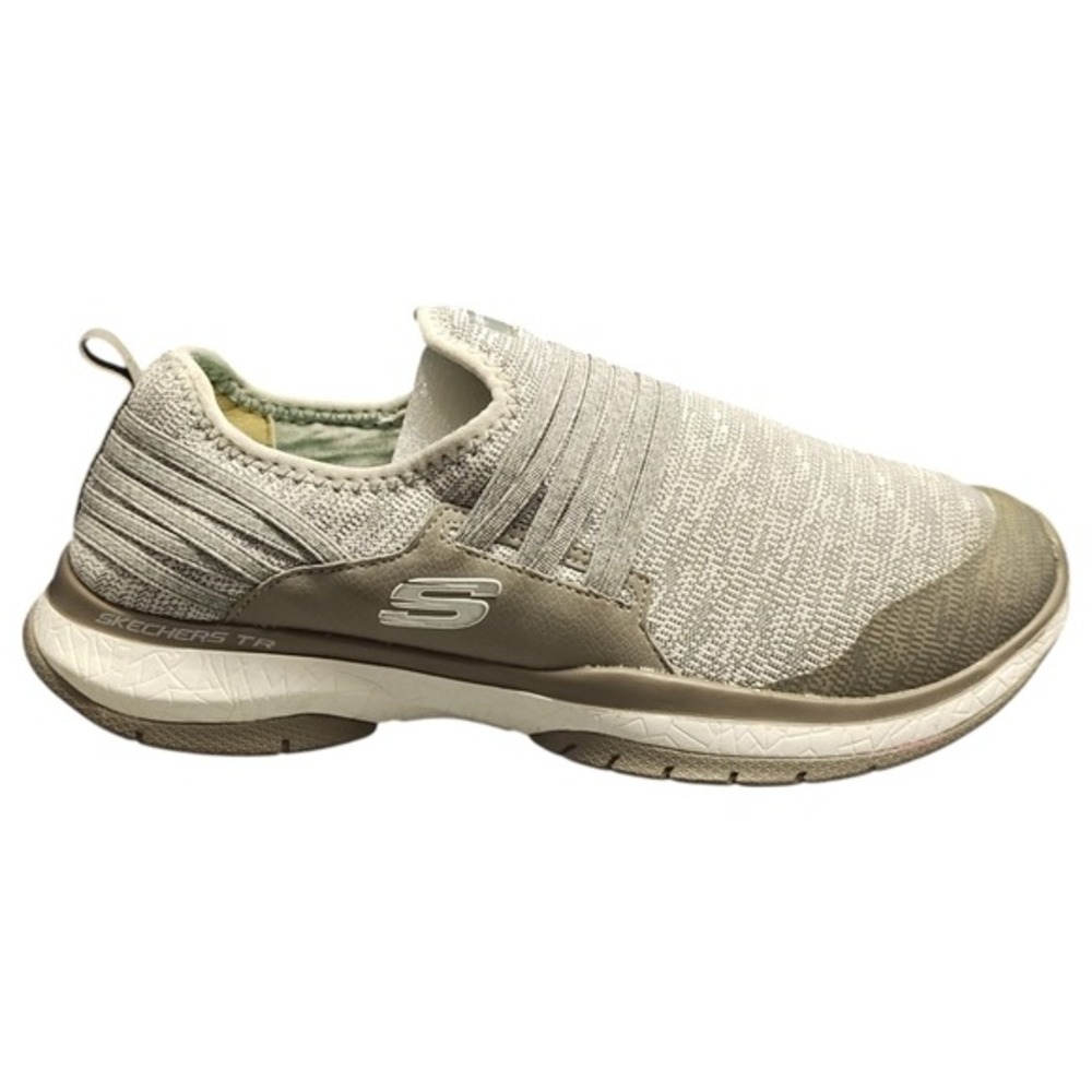 Skechers Air Cooled Slip-on Shoes Womens Size 9 Gray White Memory Foam Comfort